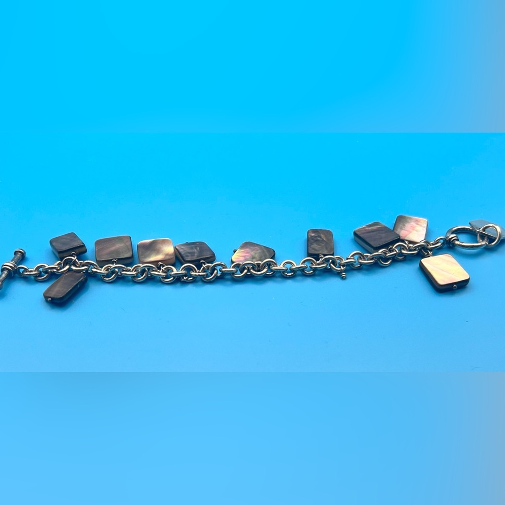 Sterling silver brown mother of pearl bracelet